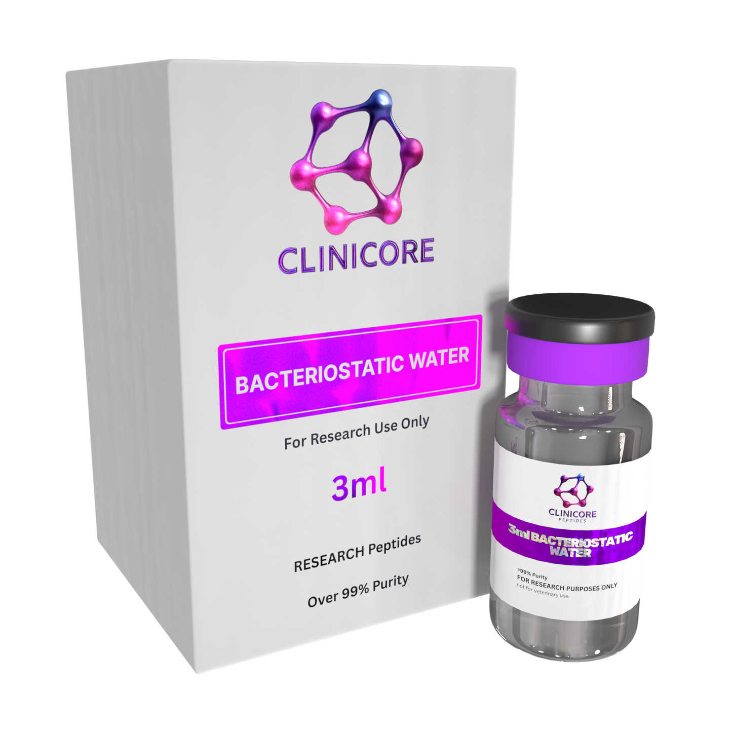 Bacteriostatic Water 3ml – Research Diluent Vial | CLINICORE Peptides