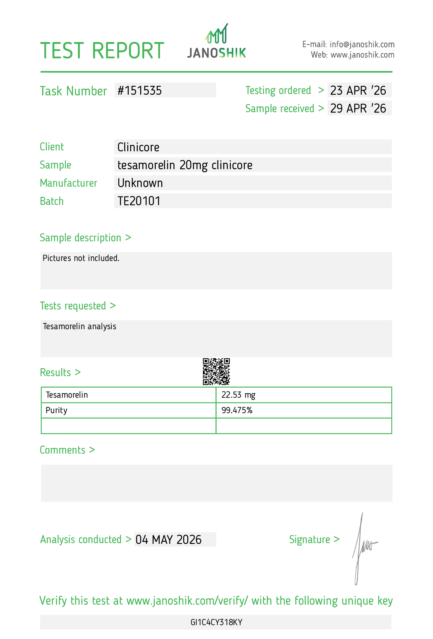 TESA 20mg – Research Peptide Vial | CLINICORE Peptides