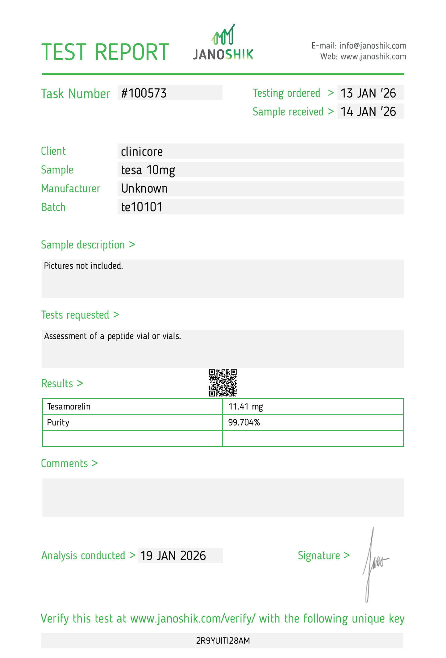TESA 10mg – Research Peptide Vial | CLINICORE Peptides